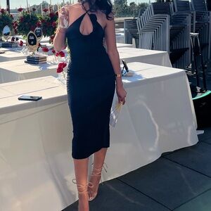 REVOLVE Black Backless Dress with Floral Detail